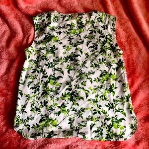 J. Crew green & white botanical sleeveless top